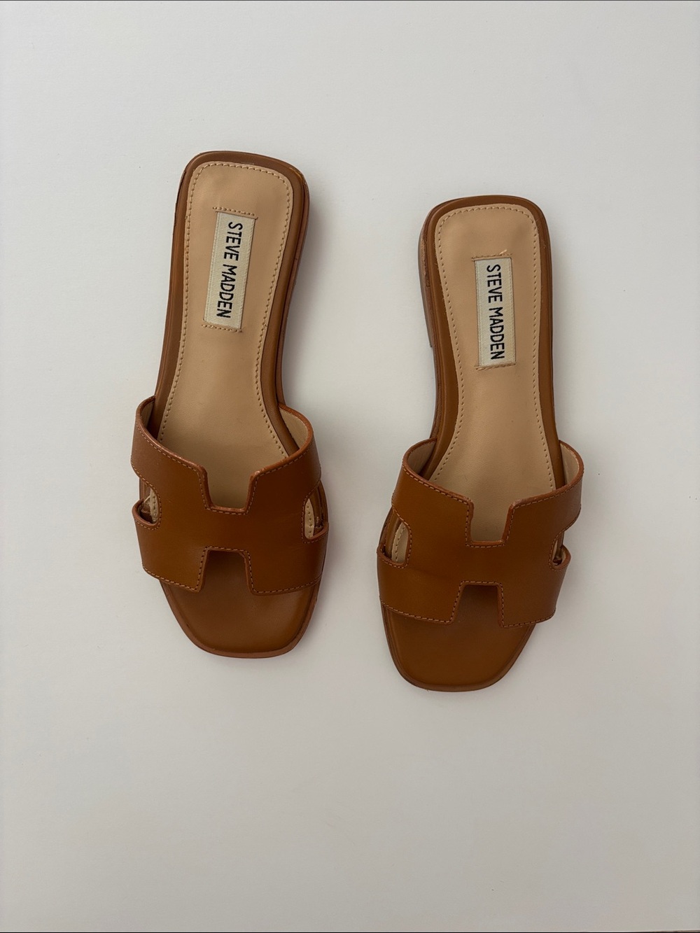 Steve Madden Hayden Women’s Brown Leather Slide Sandals - Picture 5 of 6